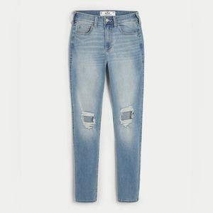 Hollister curvy high rise super skinny jeans in light medium ripped